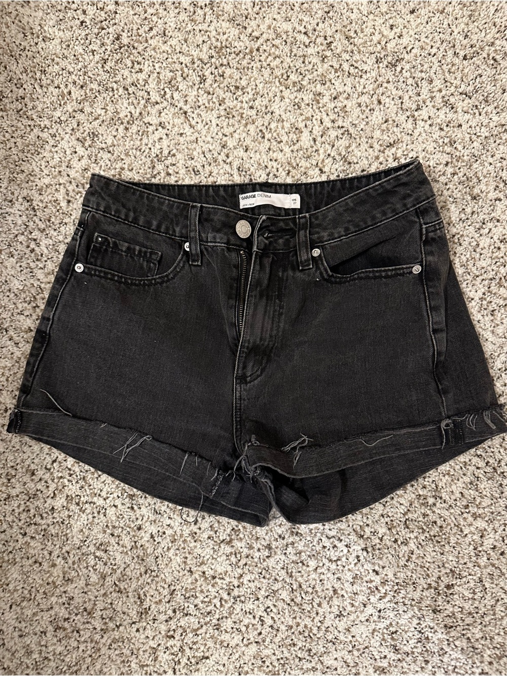 Garage Black Cuffed Denim Shorts